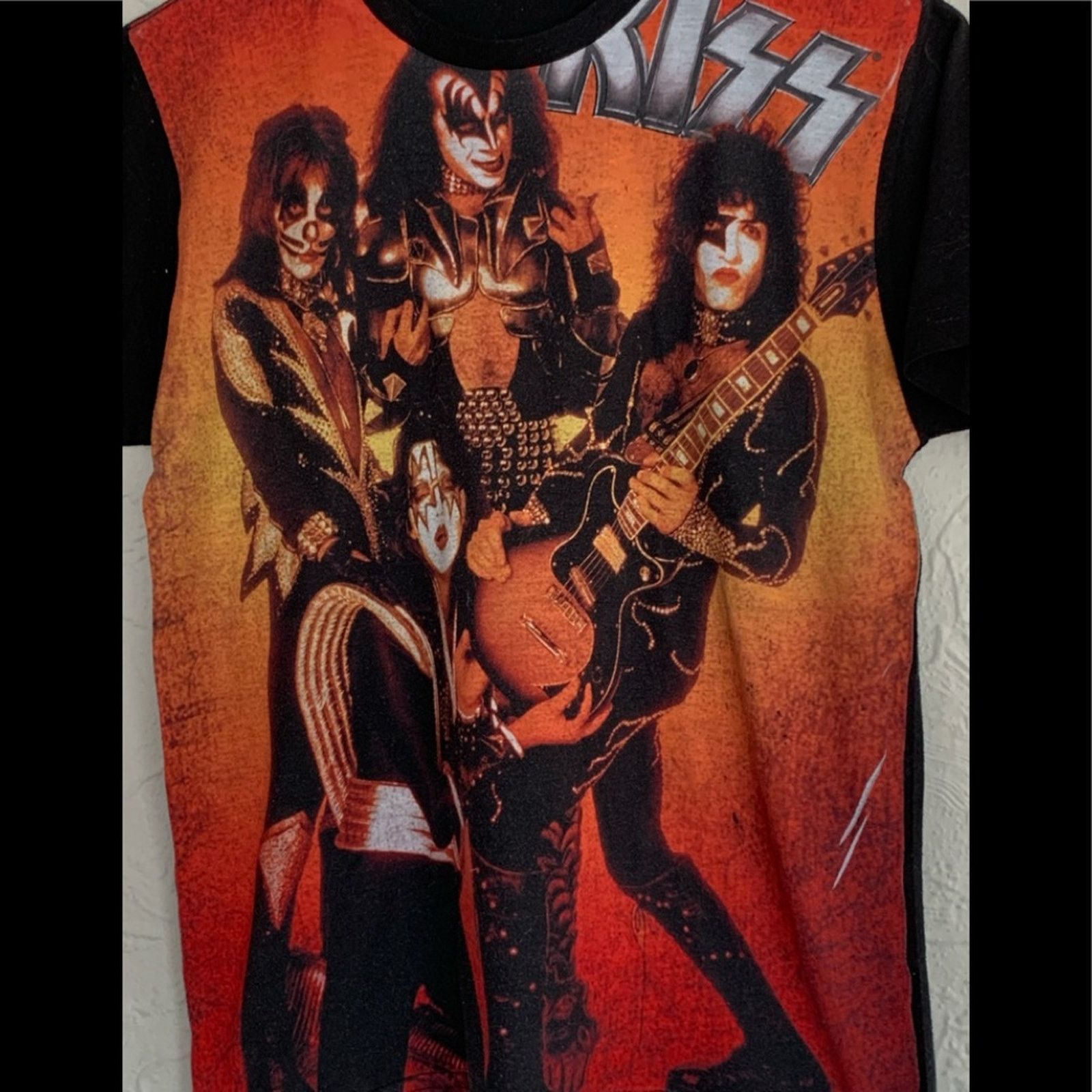 Vintage VINTAGE 80S 90S AOP KISS COTTON BAND TEE RARE MENS XS RARE Size US XS / EU 42 / 0 - 2 Thumbnail