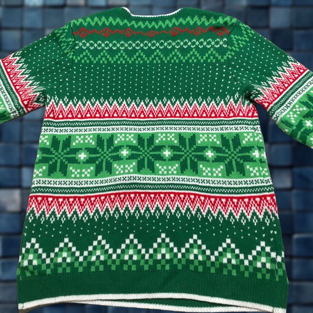 Vintage Holiday Time Mens Large Ugly Christmas Sweater Green Mood Cow Crew Neck Size US L / EU 52-54 / 3 - 1 Thumbnail