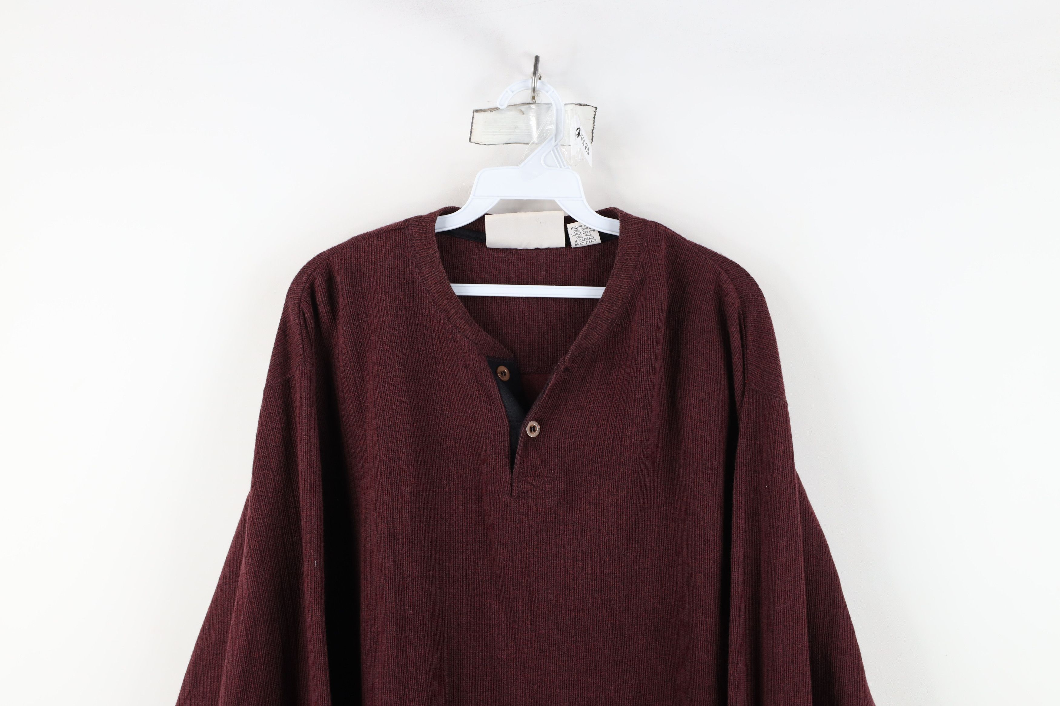 Vintage Vintage 90s Streetwear Ribbed Long Sleeve Henley T-Shirt Size US L / EU 52-54 / 3 - 2 Thumbnail