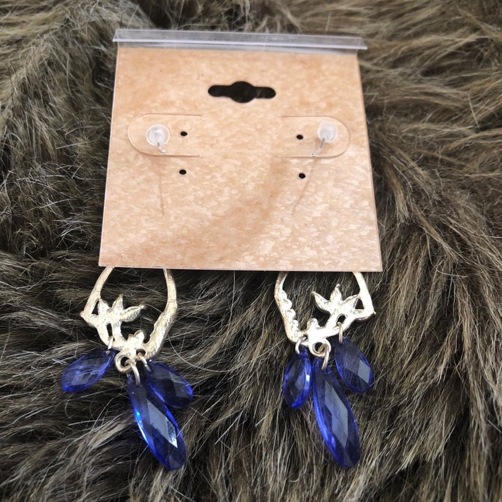 Jewelry Blue glass crystal silver setting elegant earrings Size ONE SIZE - 4 Thumbnail
