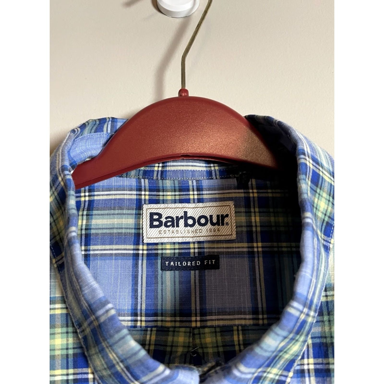 Barbour Barbour Shirt Button-Up 100% Cotton Tailored Fit Blue Plaid XL Men's Button-Down Collar Vintage No Size US XL / EU 56 / 4 - 3 Thumbnail