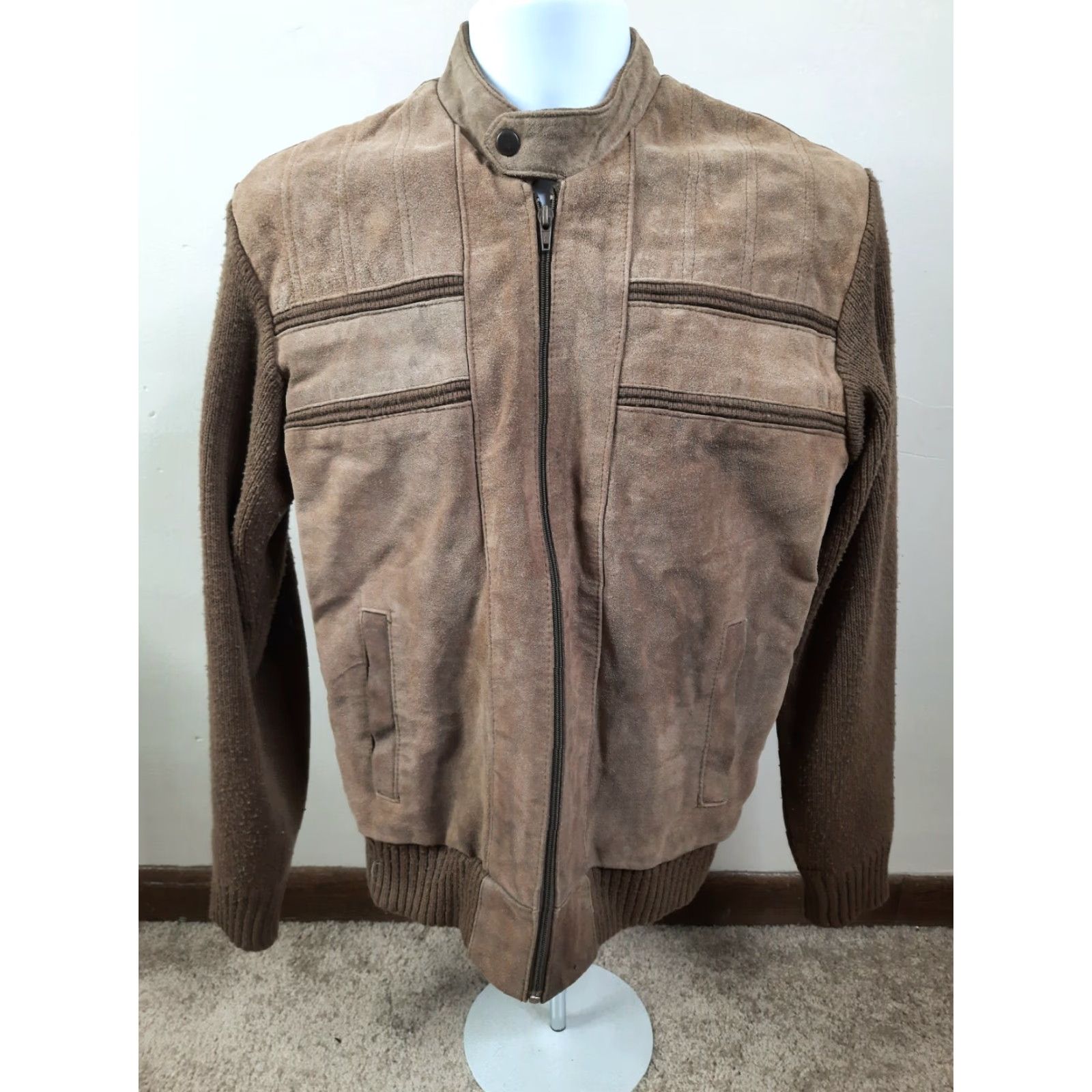 Vintage VINTAGE 70s REPAGE LEATHER Suede JACKET / Sweater Mens Medium Coat Bomber Jacket Brown M Full Zip Mens Size US M / EU 48-50 / 2 - 8 Thumbnail