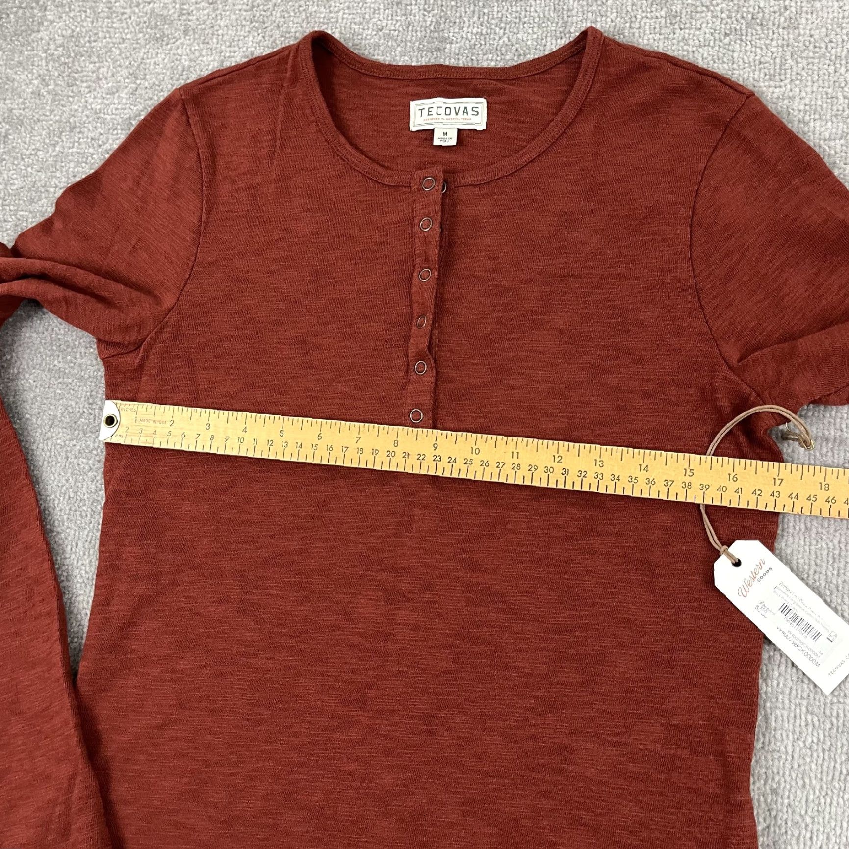 Tecovas VINTAGE Tecovas Western Shirt Women's Medium Orange Slip-On Casual Cowgirl 100% Cotton Size M / US 6-8 / IT 42-44 - 5 Thumbnail