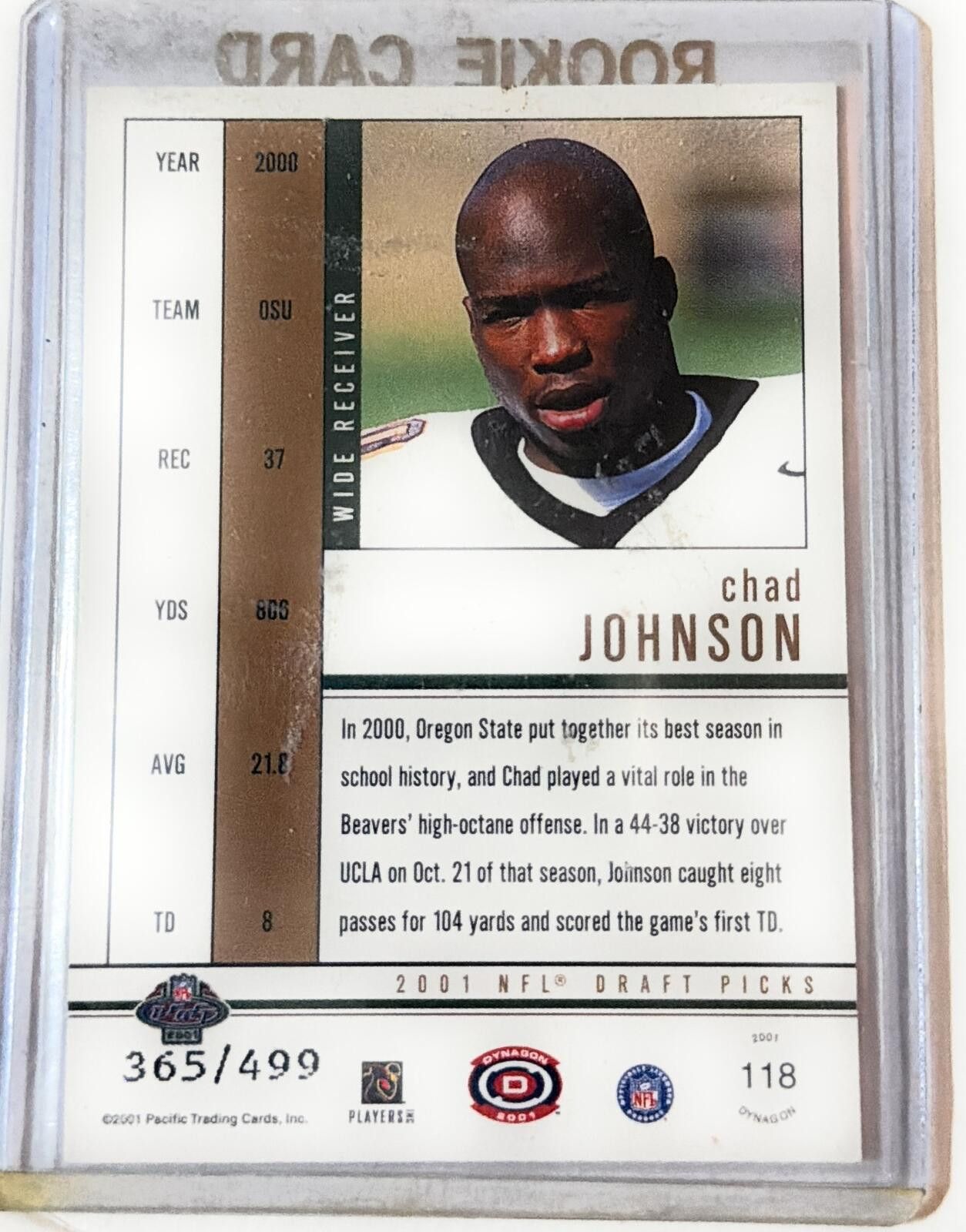 Other 2001 PACIFIC DYNAGON CHAD JOHNSON ROOKIE ON CARD AUTO /499 Size ONE SIZE - 2 Thumbnail