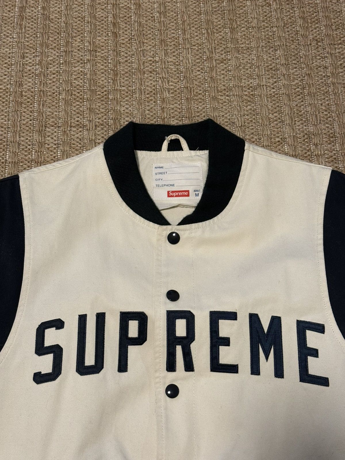 Supreme Vintage 2011 Supreme Major Varsity Jacket Medium White Navy Size US M / EU 48-50 / 2 - 3 Thumbnail