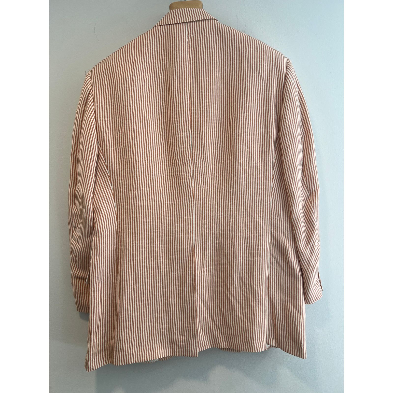 Hickey Freeman Hickey Freeman Silk Linen 3 Button Pinstripe Suit Jacket 42R Size 42L - 4 Thumbnail
