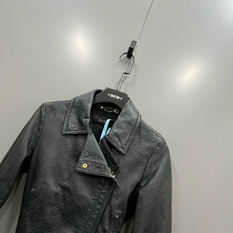 Gucci Gucci Black GG embossed leather jacket 2502-Nextarrow Size US XS / EU 42 / 0 - 2 Thumbnail
