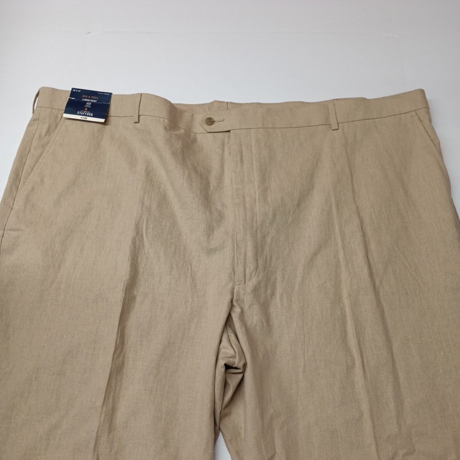 Stafford Stafford Linen Dress Pants Men's Big & Tall Size 56x32 Stone Size US 44 / EU 60 - 4 Thumbnail