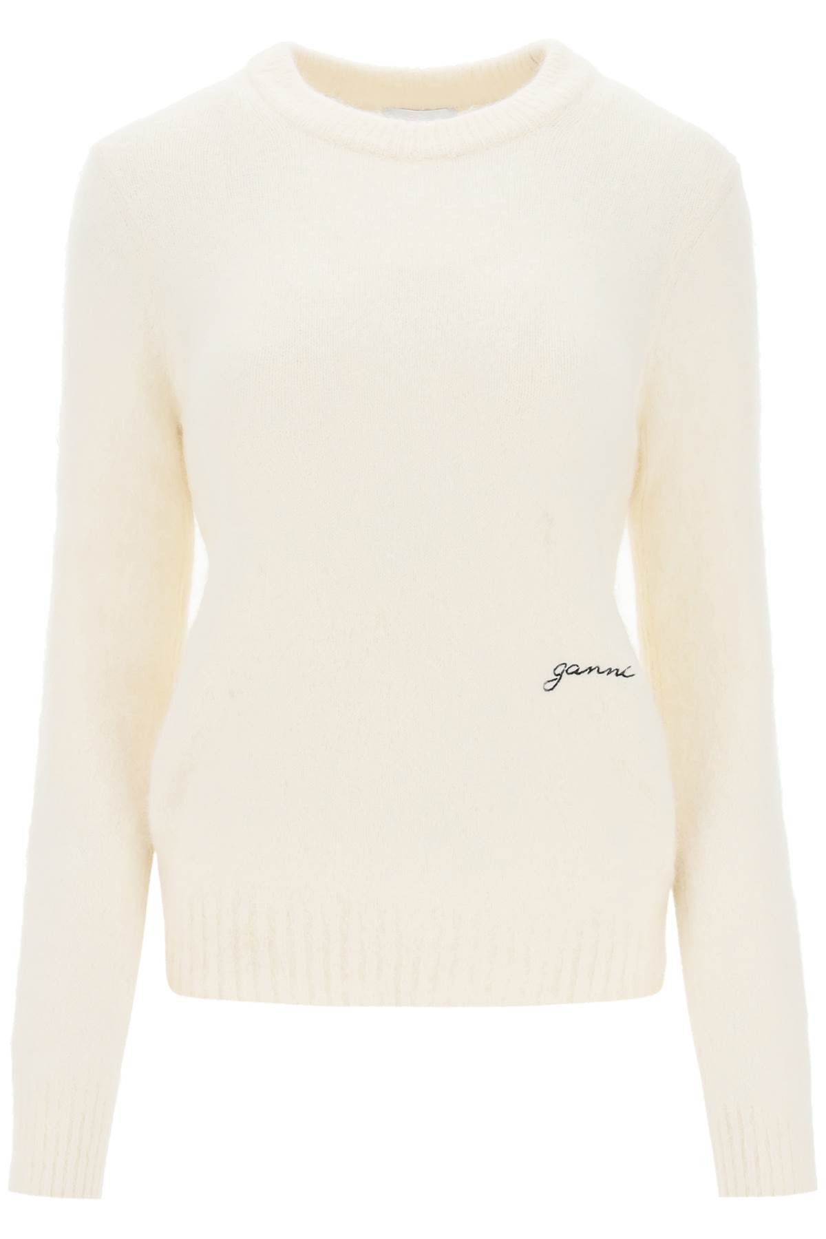 image of Ganni Brushed Alpaca And Wool Sweater Size S For Women in White