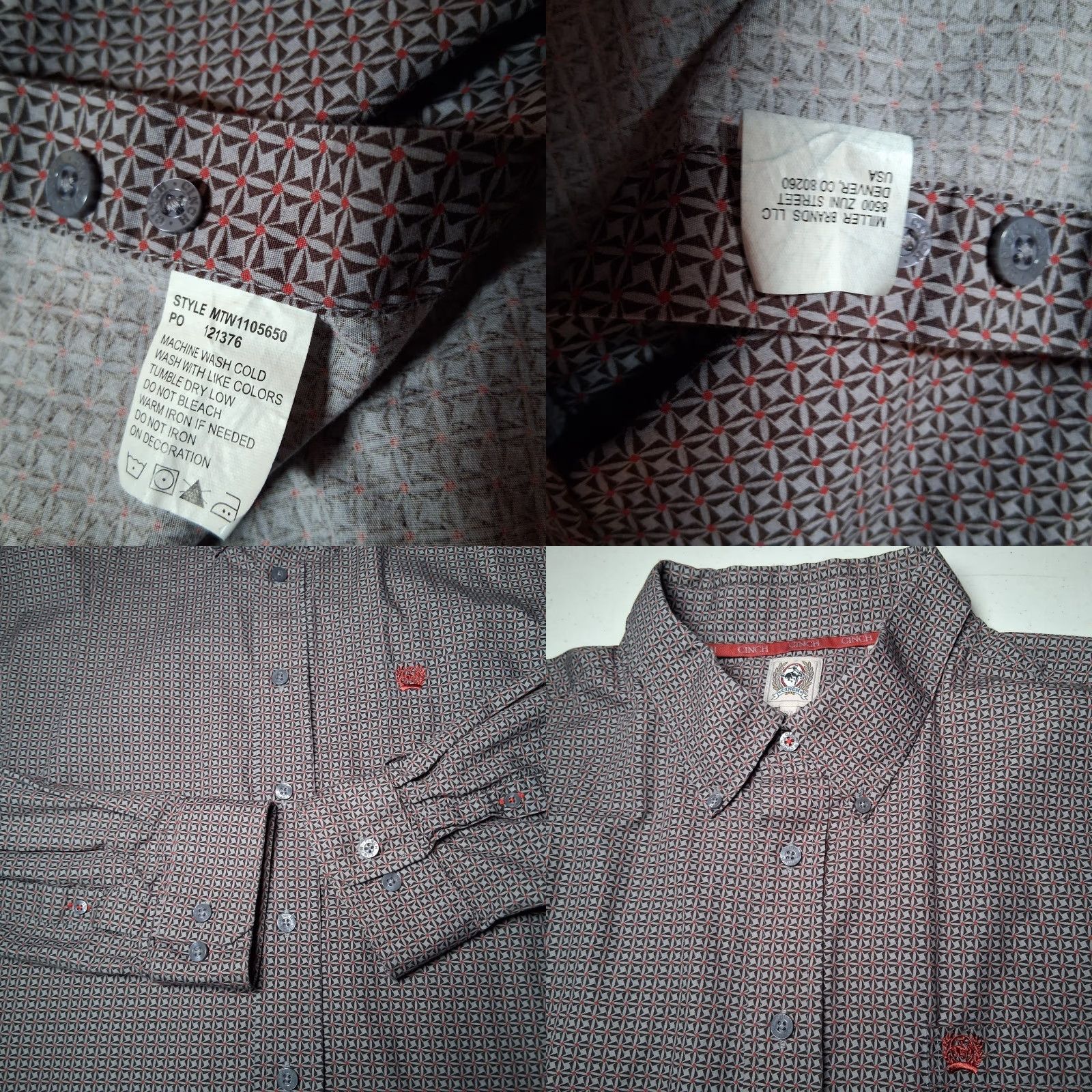 Vintage VINTAGE Cinch Shirt Geometric Western Button-Down 2XL Gray Men Casual Workwear Ranch Rodeo Size US XXL / EU 58 / 5 - 8 Thumbnail
