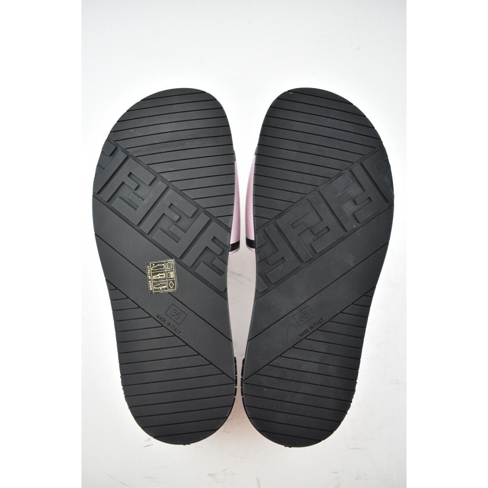 Fendi Fendi Joshua Vides Pink Black Leather Logo Mule Slide Flat Size US 5 / IT 35 - 12 Thumbnail