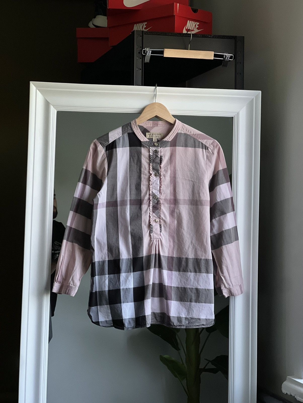 Burberry Burberry Pink House Check Cotton Shirt Grandad Collar Size M Size M / US 6-8 / IT 42-44 - 2 Thumbnail