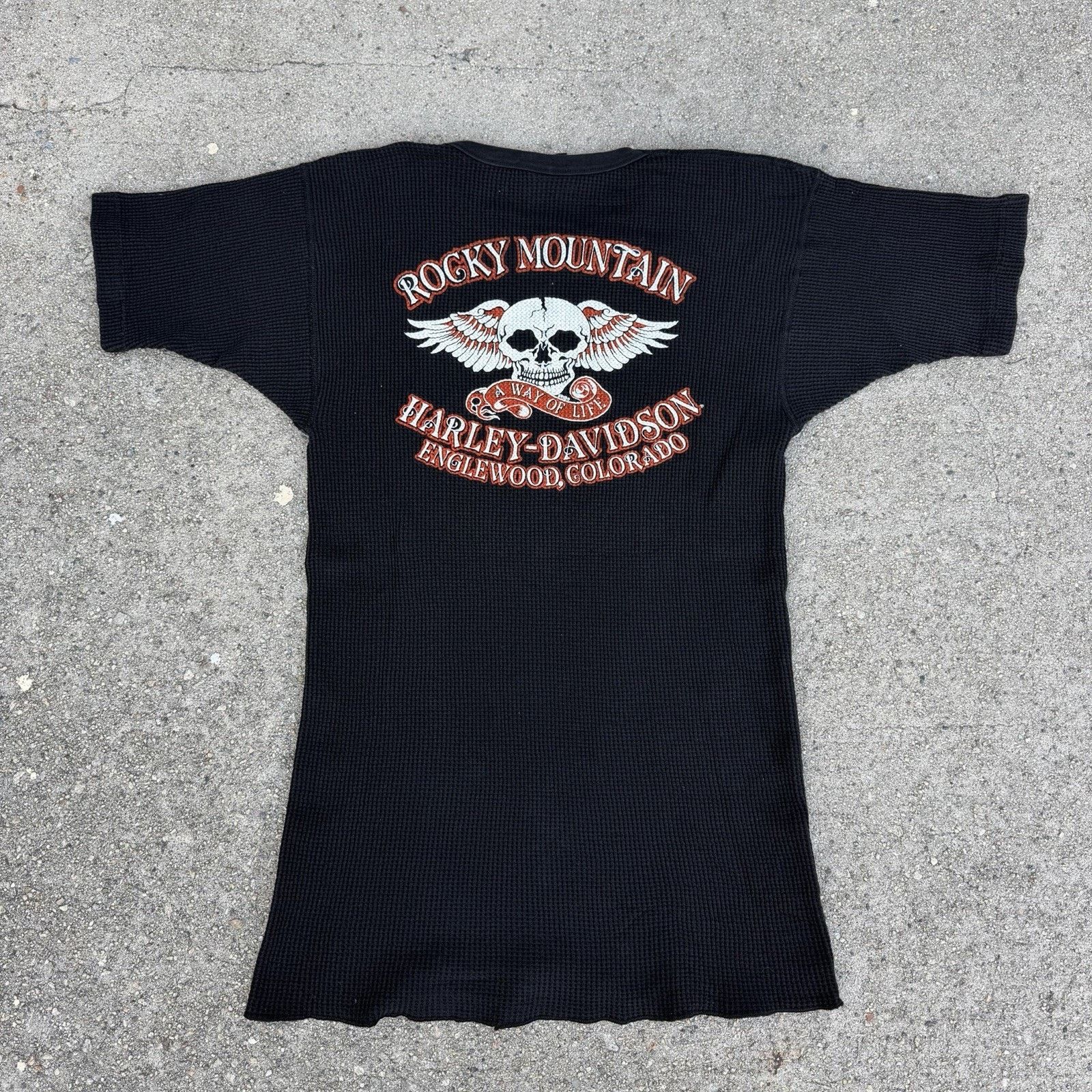 Harley Davidson × Vintage Vintage 90s Harley Davidson Black Thermal Waffle Knit Shirt Size US XXL / EU 58 / 5 - 4 Thumbnail