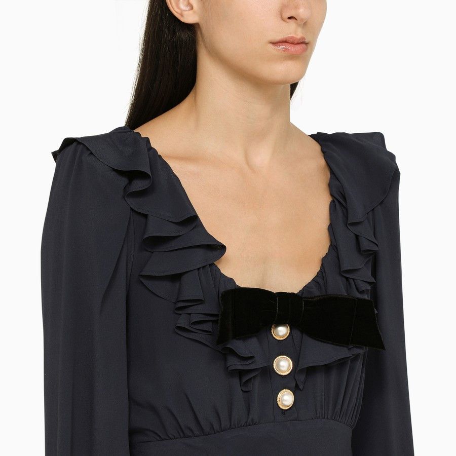 Alessandra Rich o1d2blof0724 Mini Dress in Navy Size S / US 4 / IT 40 - 4 Thumbnail