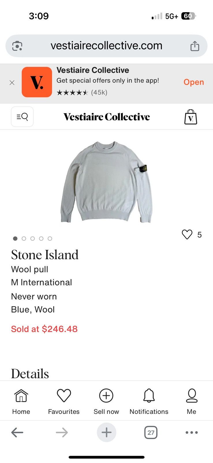Stone Island Stone Island 100% Wool Sweater Size Small Light Blue Summer Size US S / EU 44-46 / 1 - 9 Thumbnail