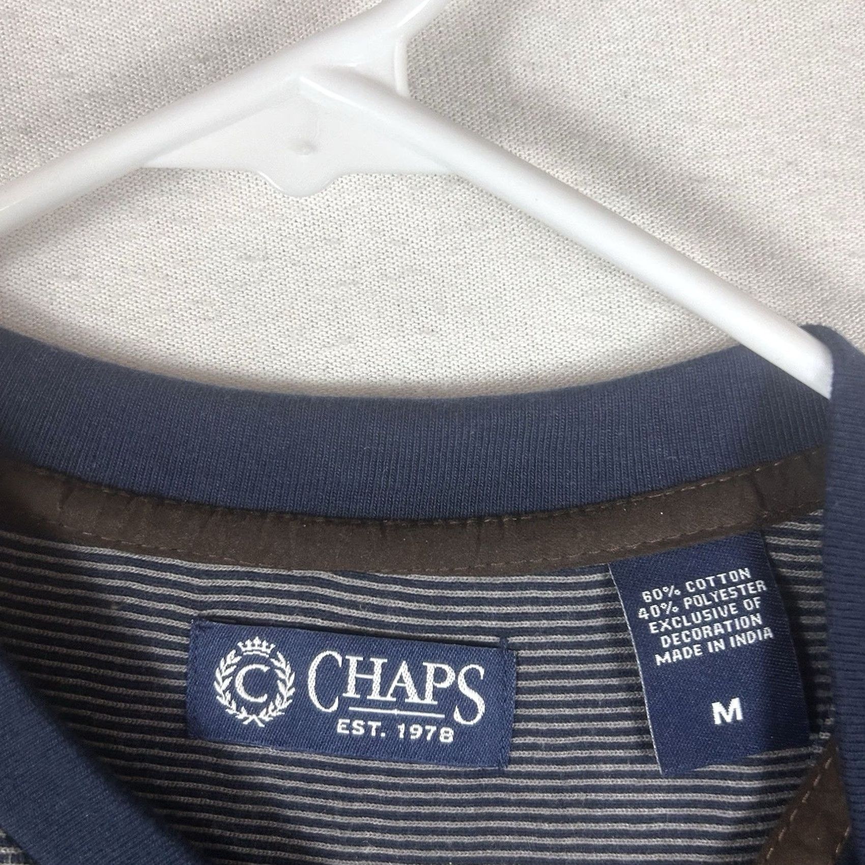 Chaps Chaps Long Sleeve Shirt Mens M Striped Gray Blue Elbow Patch L/S Shirt Size US M / EU 48-50 / 2 - 3 Thumbnail