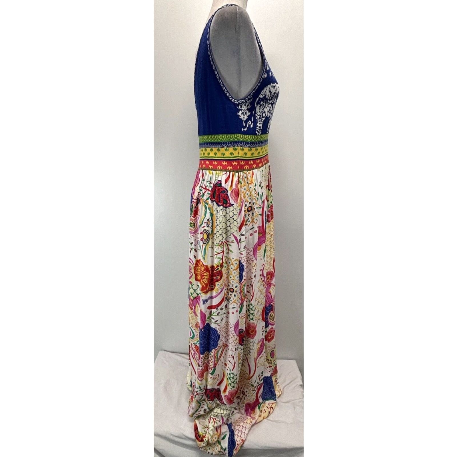 Desigual Desigual Floral Elephant Maxi Dress Blue Multicolored Sleeveless UK 12 EU 40 Womens Summer Size XL / US 12-14 / IT 48-50 - 4 Thumbnail
