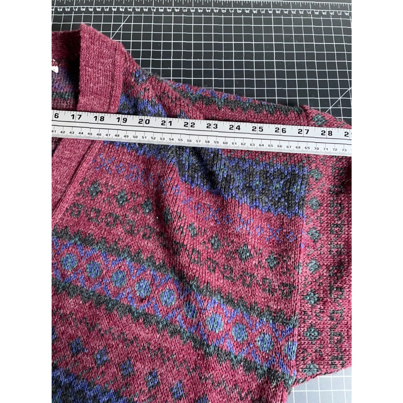 Vintage VINTAGE S. Agostino Cardigan Sweater Men's Large L Red Blue Fair Isle Knit Wool Acrylic V-Neck Casual 90s Retro Size US L / EU 52-54 / 3 - 7 Thumbnail
