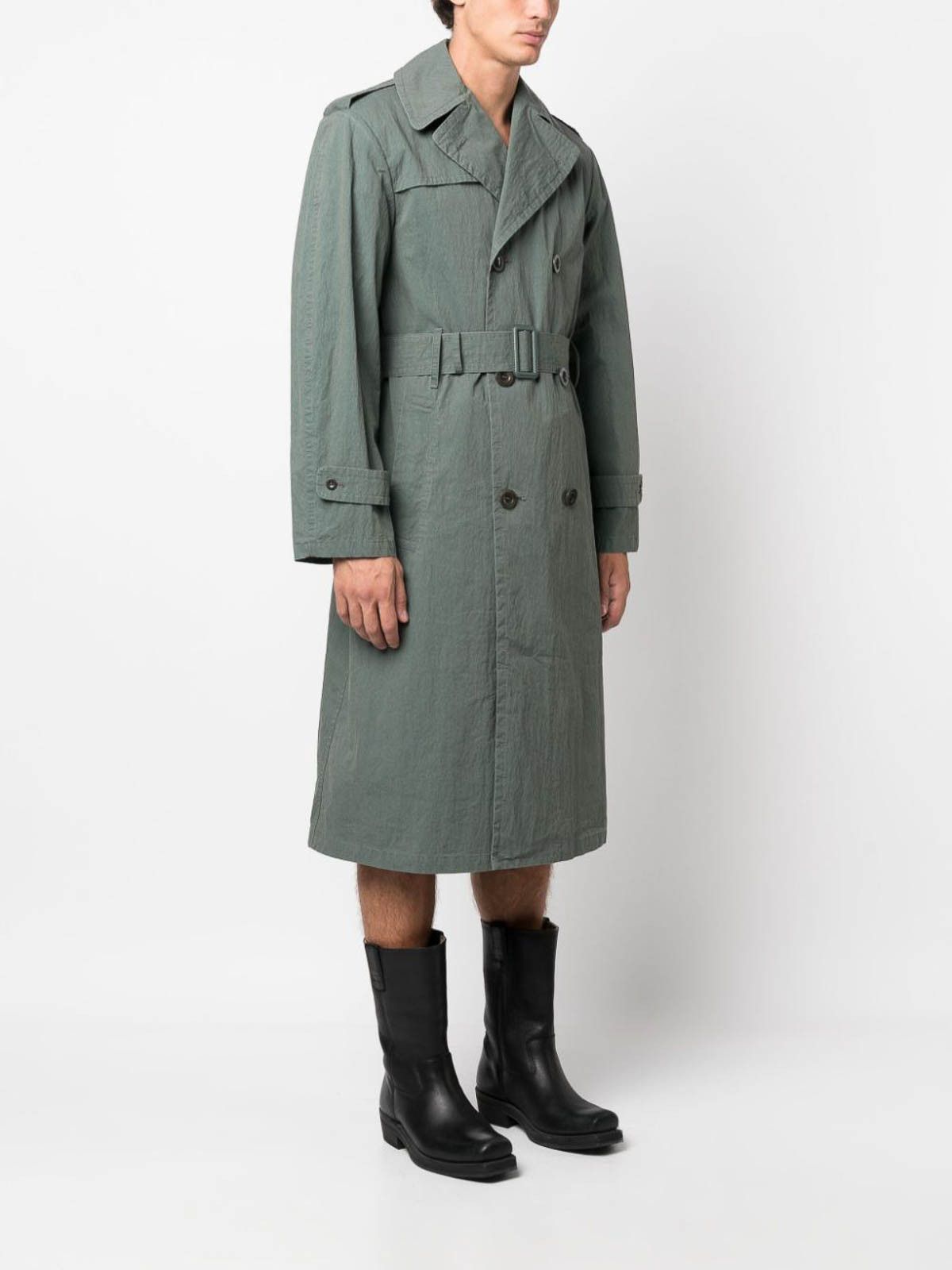 Maison Margiela o1y1124 Double-Breasted Trench Coat in Light Green Size US L / EU 52-54 / 3 - 2 Thumbnail