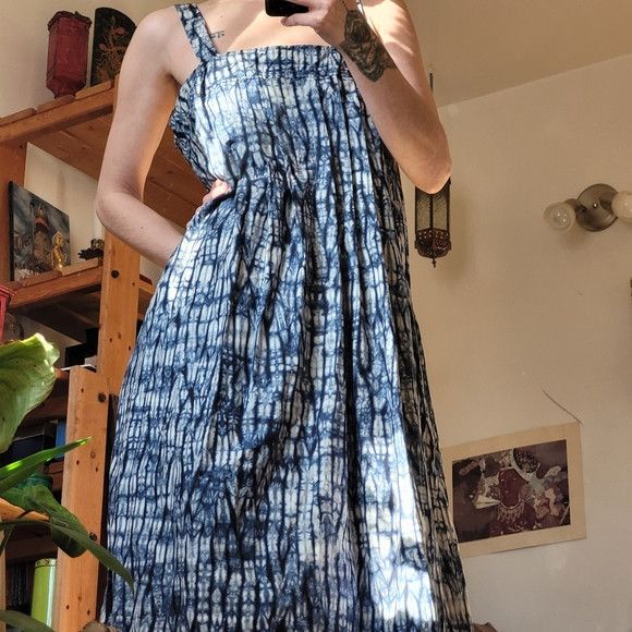 Weekend Max Mara Weekend Max Mara Blue/White Tie-dye Maxi Dress - 12 Size XL / US 12-14 / IT 48-50 - 1 Thumbnail