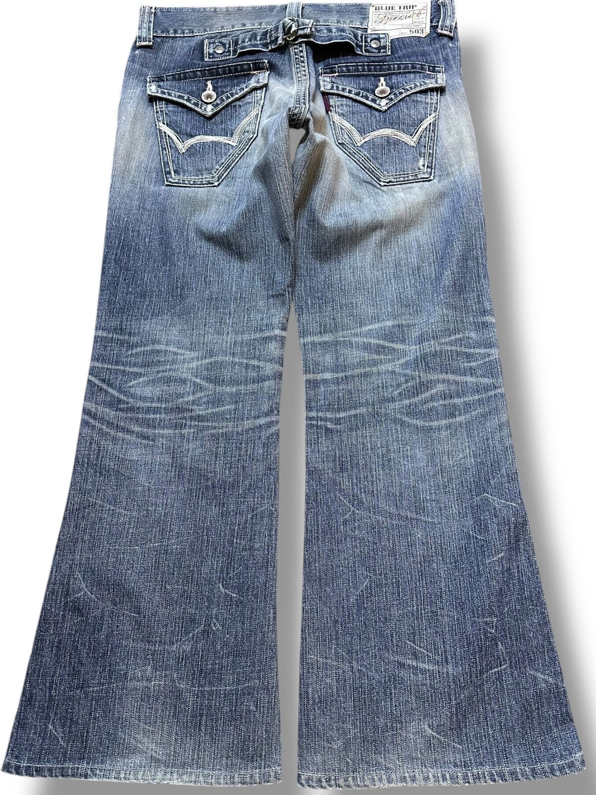 Edwin Vintage Edwin 503 BlueTrip Special Flare Grunge Denim Size US 31 - 5 Thumbnail