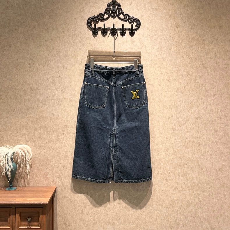 Louis Vuitton Louis Vuitton 24fw Hot Style Marine Series logo Denim Half Size 37" - 2 Thumbnail