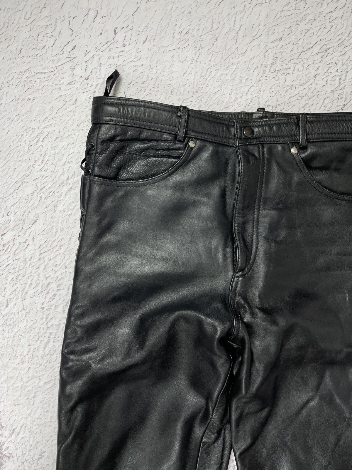 Leather Vintage Genuine Leather black motorcycle pants Versace style Size US 34 / EU 50 - 11 Thumbnail