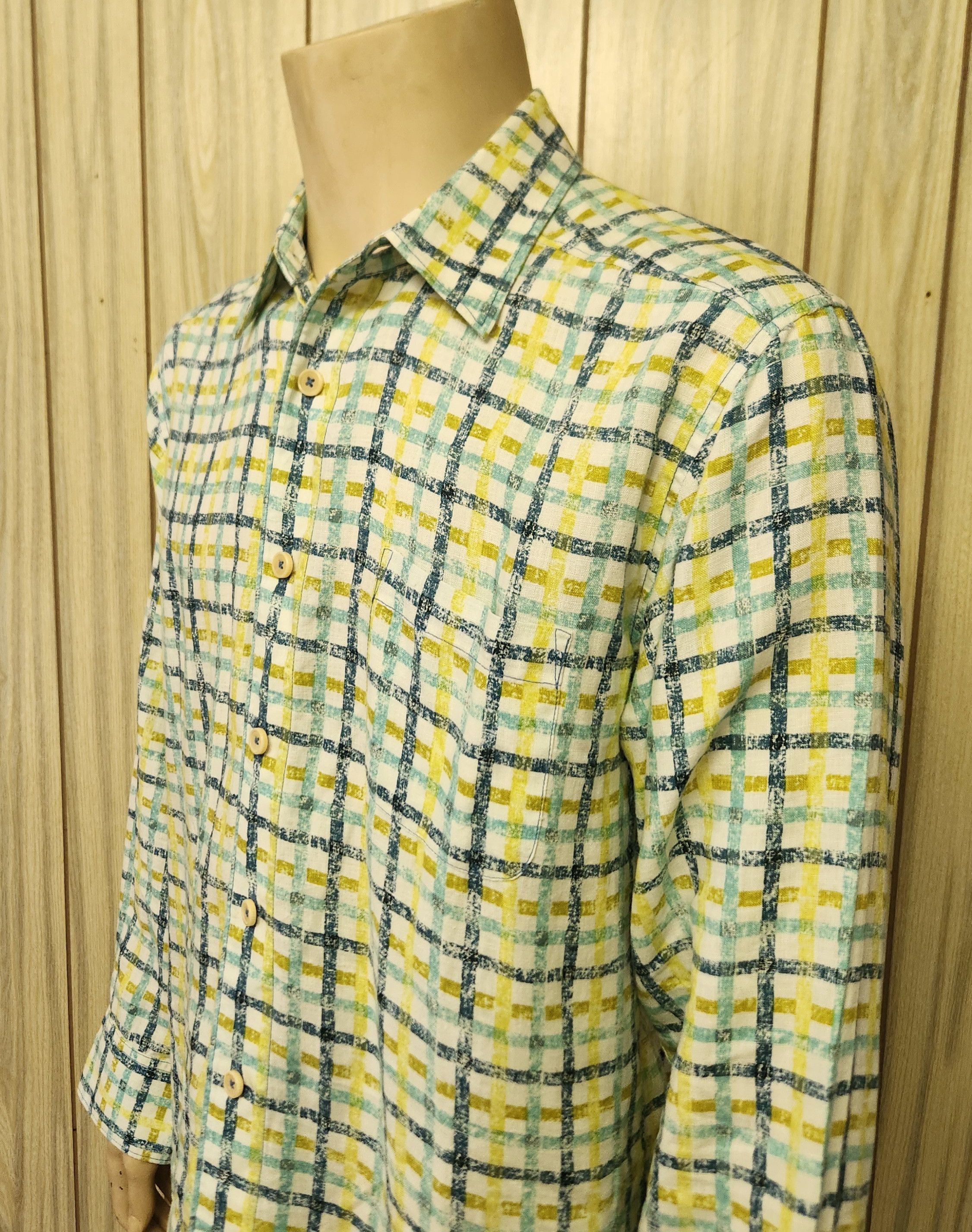 Tommy Bahama Tommy Bahama shirt M linen long sleeve blue green plaid Size US M / EU 48-50 / 2 - 2 Thumbnail