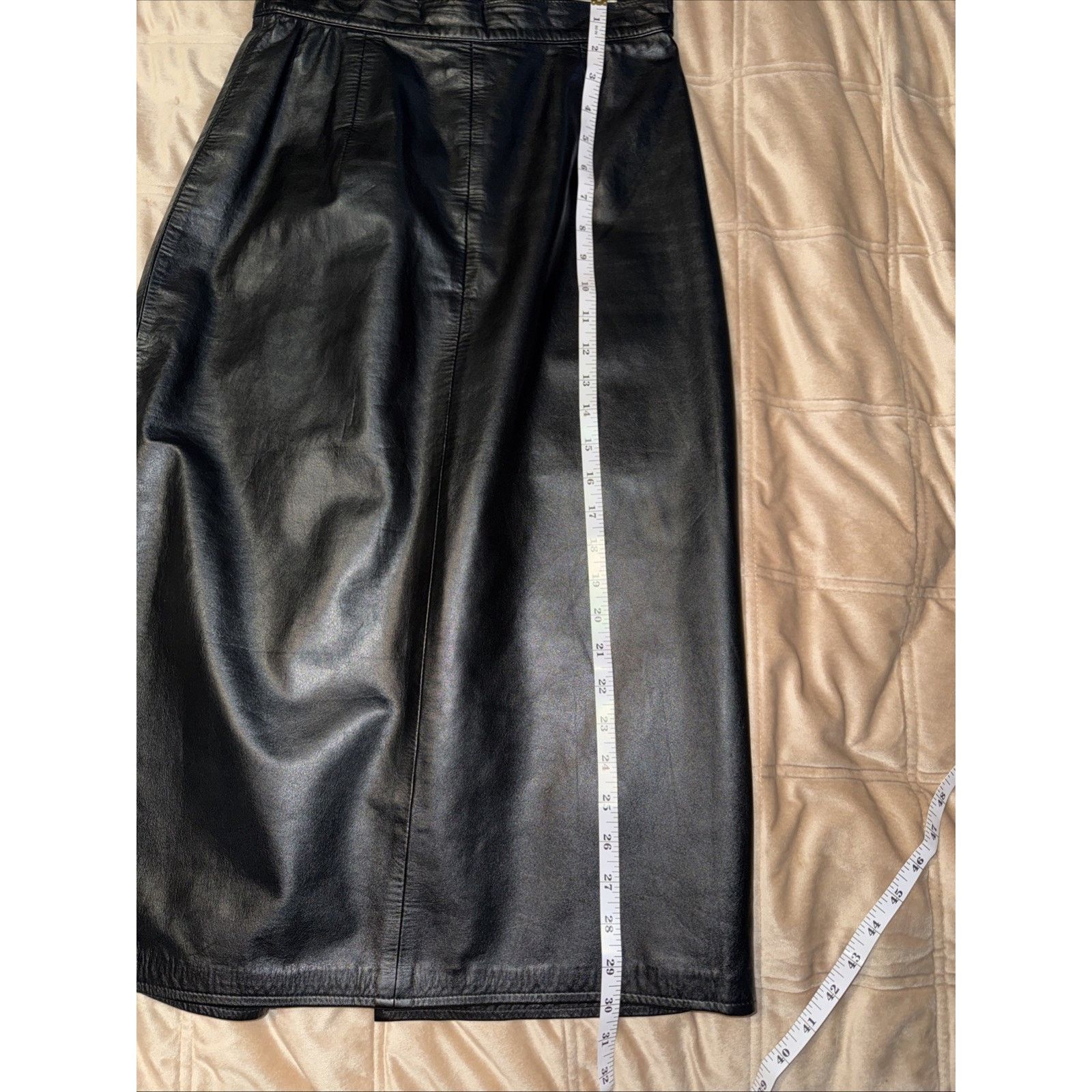Other CEDARS VINTAGE Black Leather Midi Skirt Lined Sz 8 Mob Wife Size 30" / US 8 / IT 44 - 10 Thumbnail