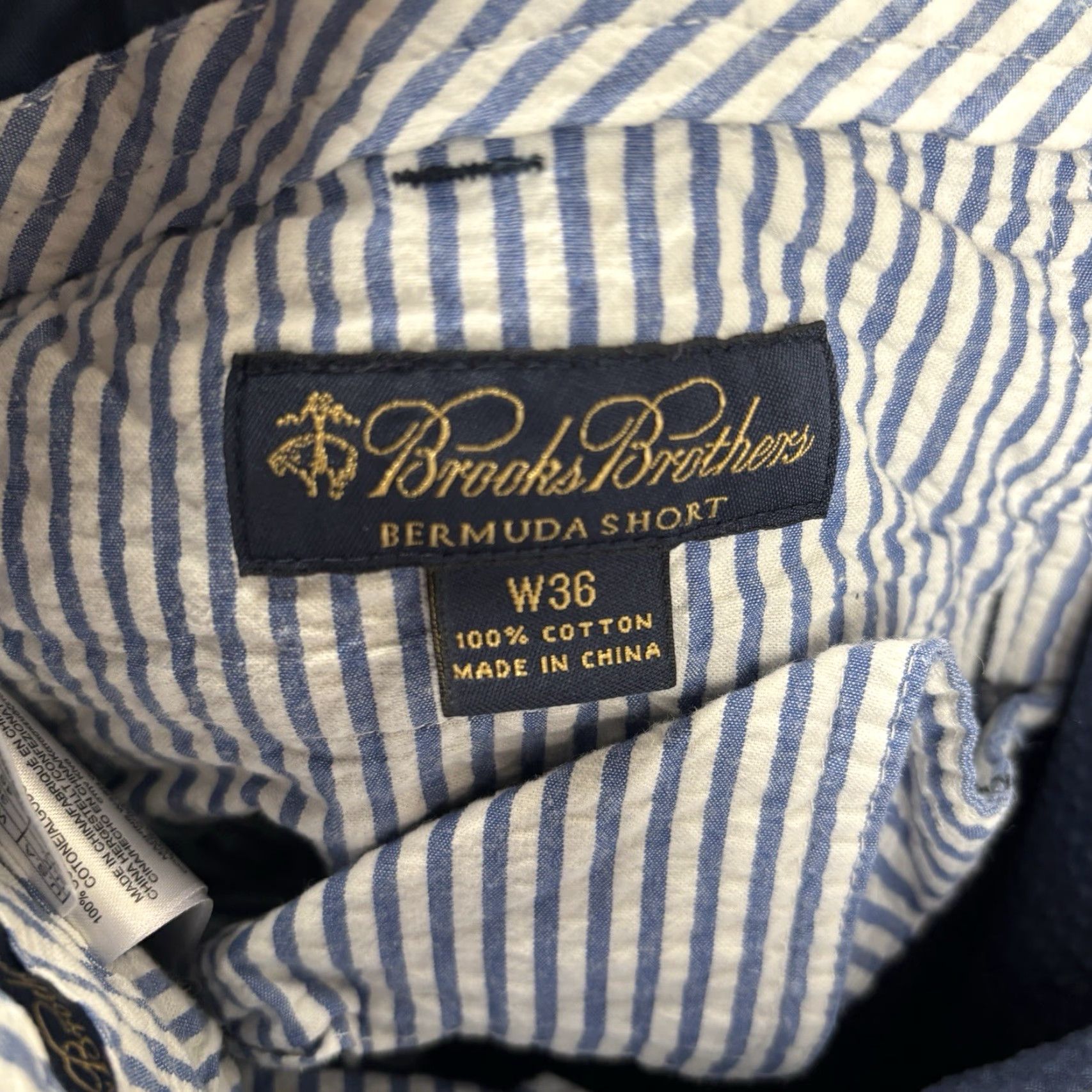 Brooks Brothers Brooks Brothers Bermuda Short Mens 36 Navy Seersucker 10" Inseam Beach Preppy | Regular Fit | Cotton Blue Colorful Preppy Mens Shorts Size US 36 / EU 52 - 6 Thumbnail