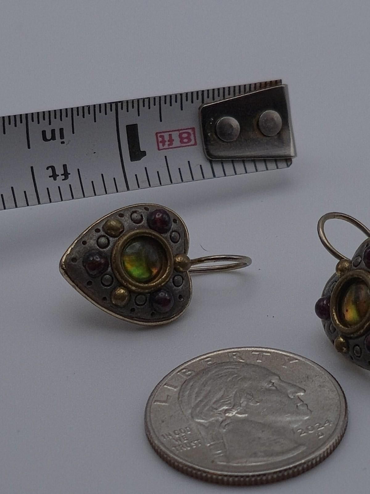 Other Michal Golan Mixed Metal Heart Earrings w/ Cabochon Size ONE SIZE - 5 Thumbnail