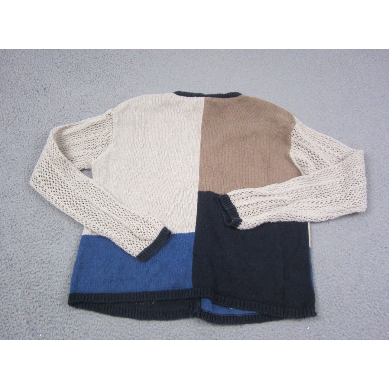 Vintage VINTAGE Christopher & Banks Cardigan Womens Large Brown Black Sweater Ramie Knit Shirt Woman L Beige 80s 90s Size L / US 10 / IT 46 - 7 Thumbnail