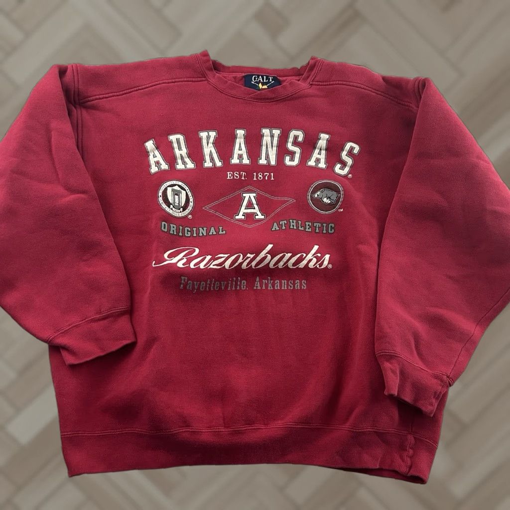 Vintage VINTAGE GALT Sweatshirt Mens L Red Arkansas Razorbacks Pullover Crew Size US L / EU 52-54 / 3 - 1 Thumbnail