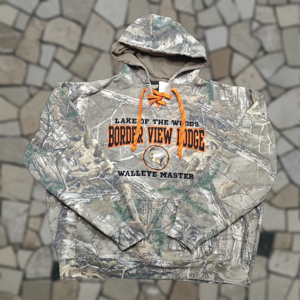 Hunter VINTAGE Minnesota Deer Hunters Hoodie Mens XL Brown Camo Fleece Lace Up Sweatshirt Size US XL / EU 56 / 4 - 1 Thumbnail