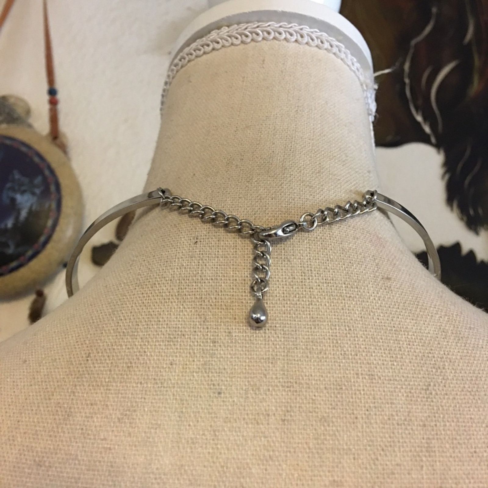 Jewelry Black and cream enamel pendant on silver choker Size ONE SIZE - 5 Thumbnail