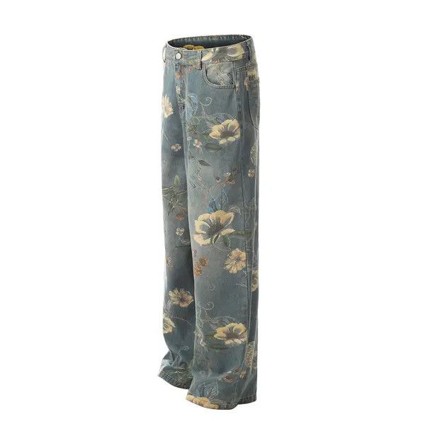 Japanese Brand VIBE Men's floral print loose wide-leg jeans Size US 32 / EU 48 - 2 Thumbnail