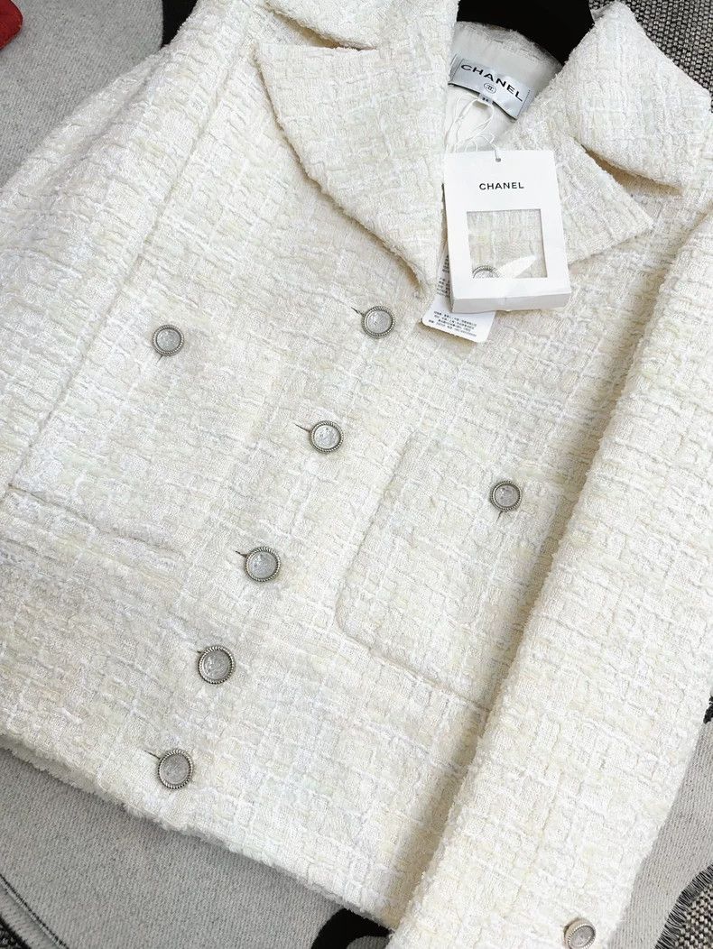 Chanel Chanel 22p white tweed braided lapel jacket Size XXS / US 00 / IT 34 - 2 Thumbnail
