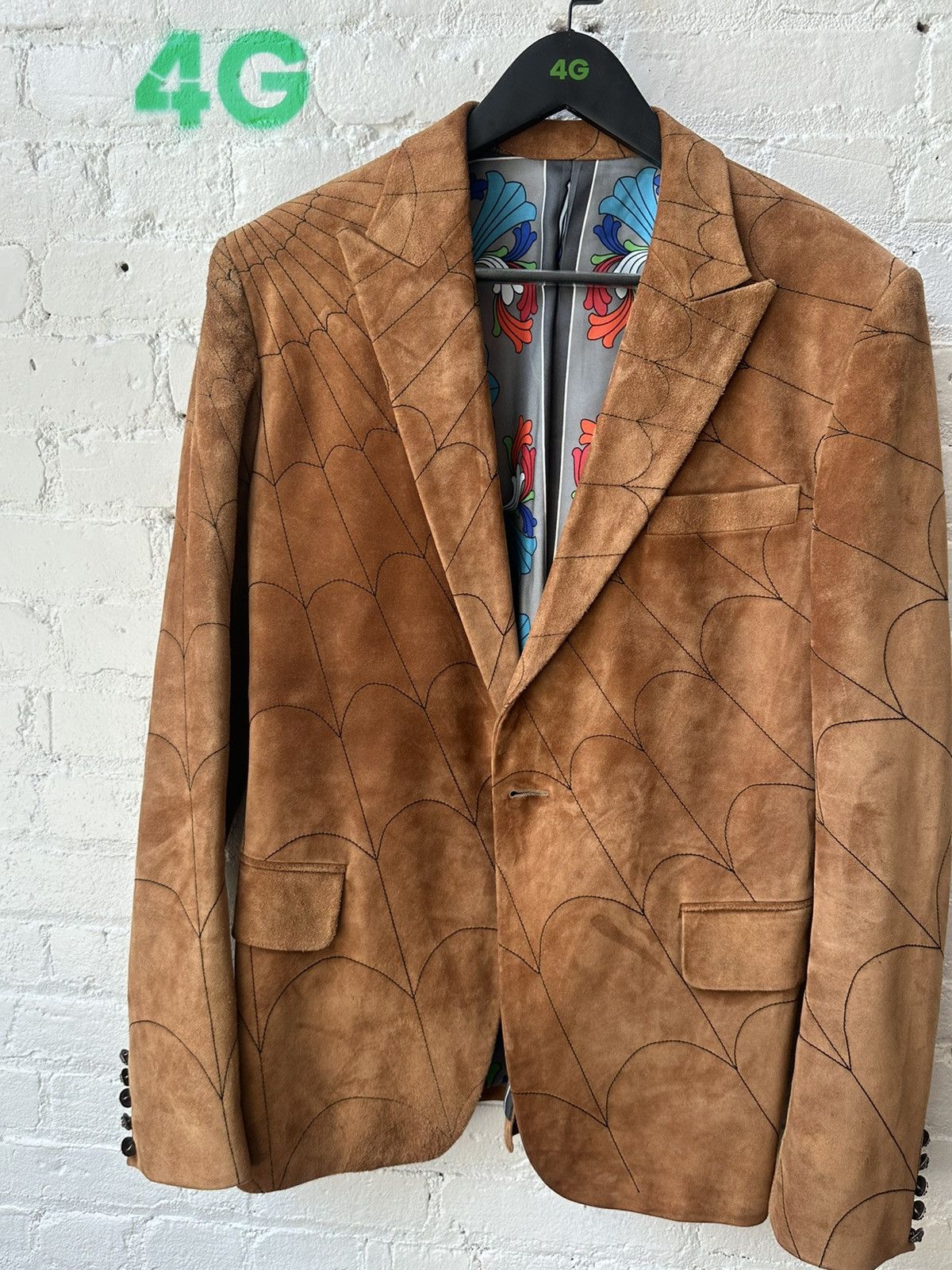 Chrome Hearts 1 of 1 CHROME HEARTS COUTURE SUEDE LEATHER SPIDER WEB SUIT Size 40R - 15 Thumbnail