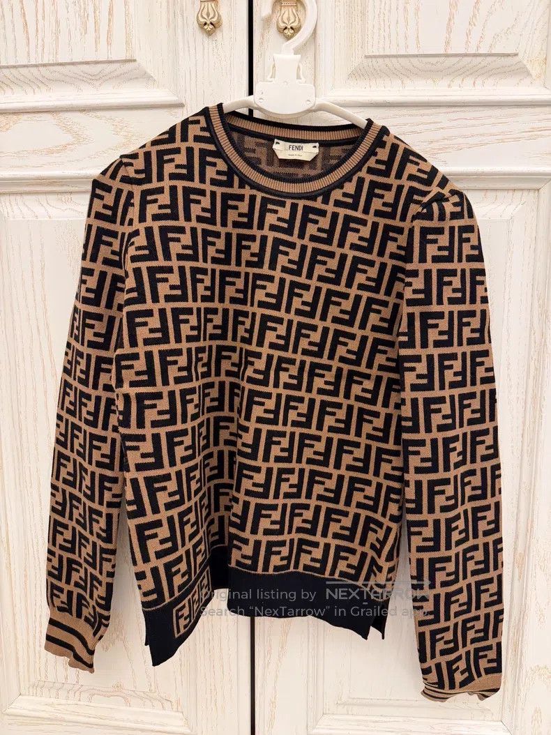 Fendi Fendi Double F Monogram Long Sleeve Knit Cashmere Sweater Size XS / US 0-2 / IT 36-38 - 1 Thumbnail