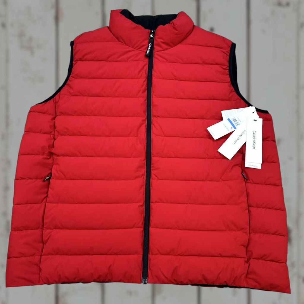 Calvin Klein Calvin Klein Vest Mens XL Red Puffer Quilted Full Zip Water Resistant Zip Pockets Logo Zipper Casual Travel Wind-Resistant CM355480 Size US XL / EU 56 / 4 - 1 Thumbnail