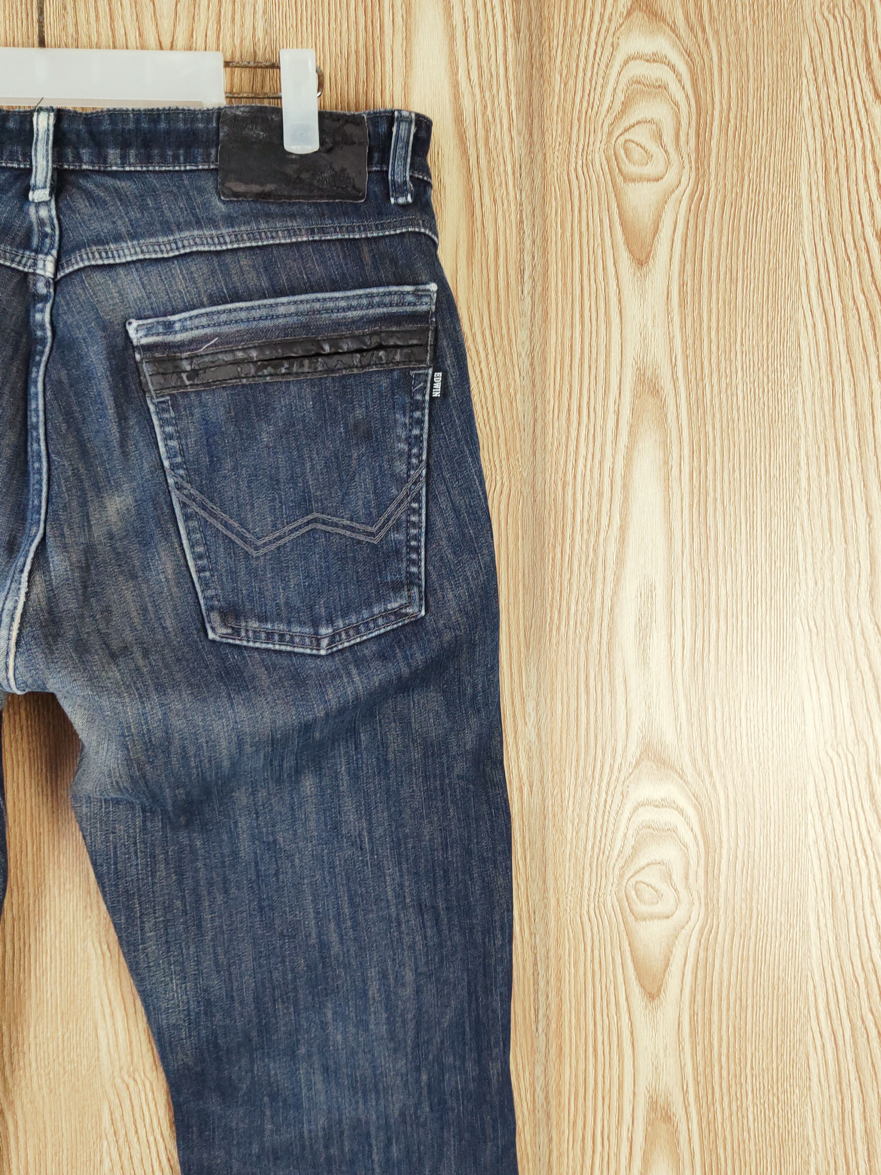 Edwin Edwin Dark Blue Distressed Ripped Jeans #W698 Size US 35 - 14 Thumbnail