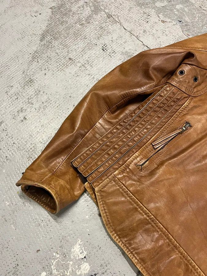 Prada 2000s Prada Brown Aged Leather Biker Jacket Size US S / EU 44-46 / 1 - 10 Thumbnail