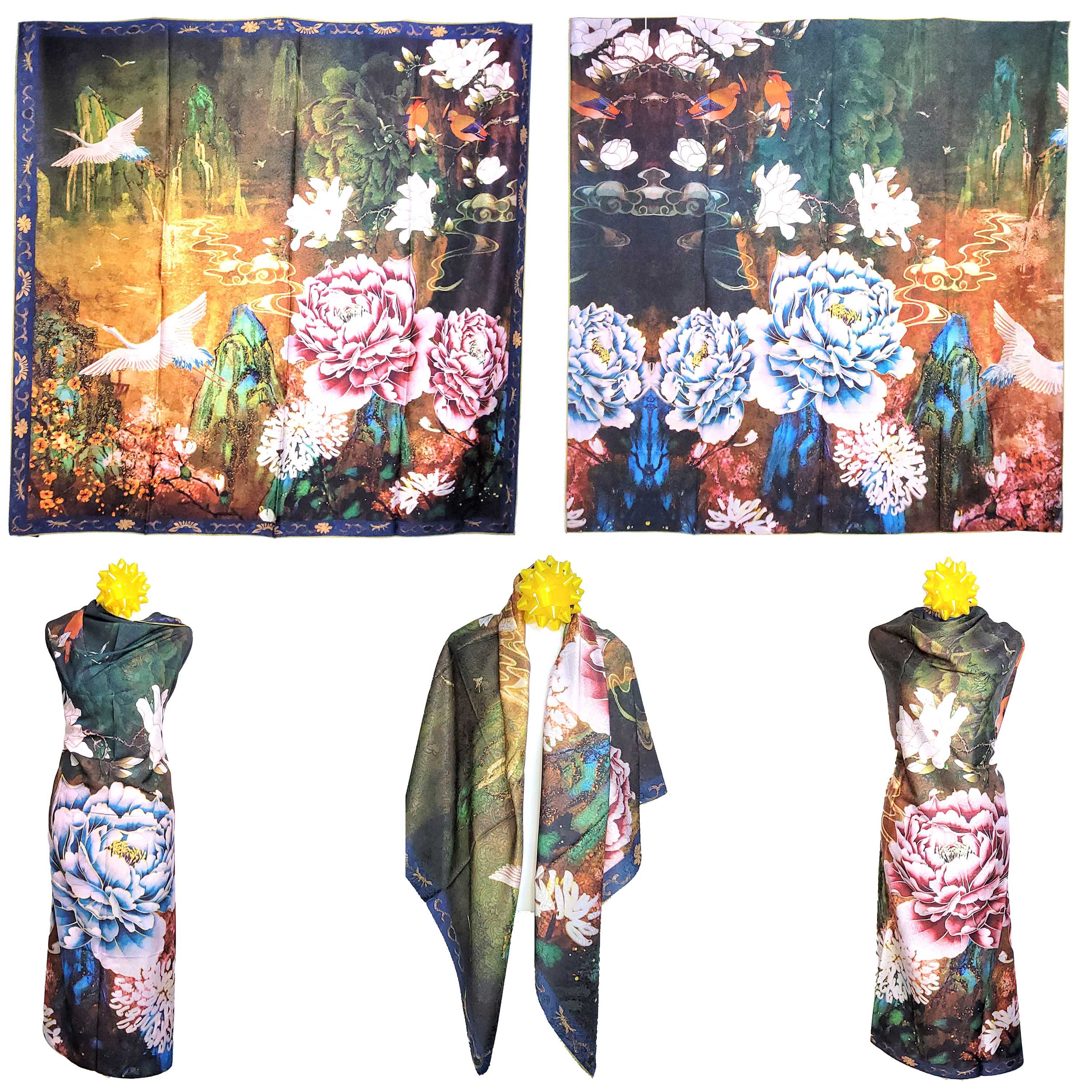 Other NWT Double Sided Silk Scarf 52"x52" Large Square Wrap 3236 Size ONE SIZE - 1 Thumbnail