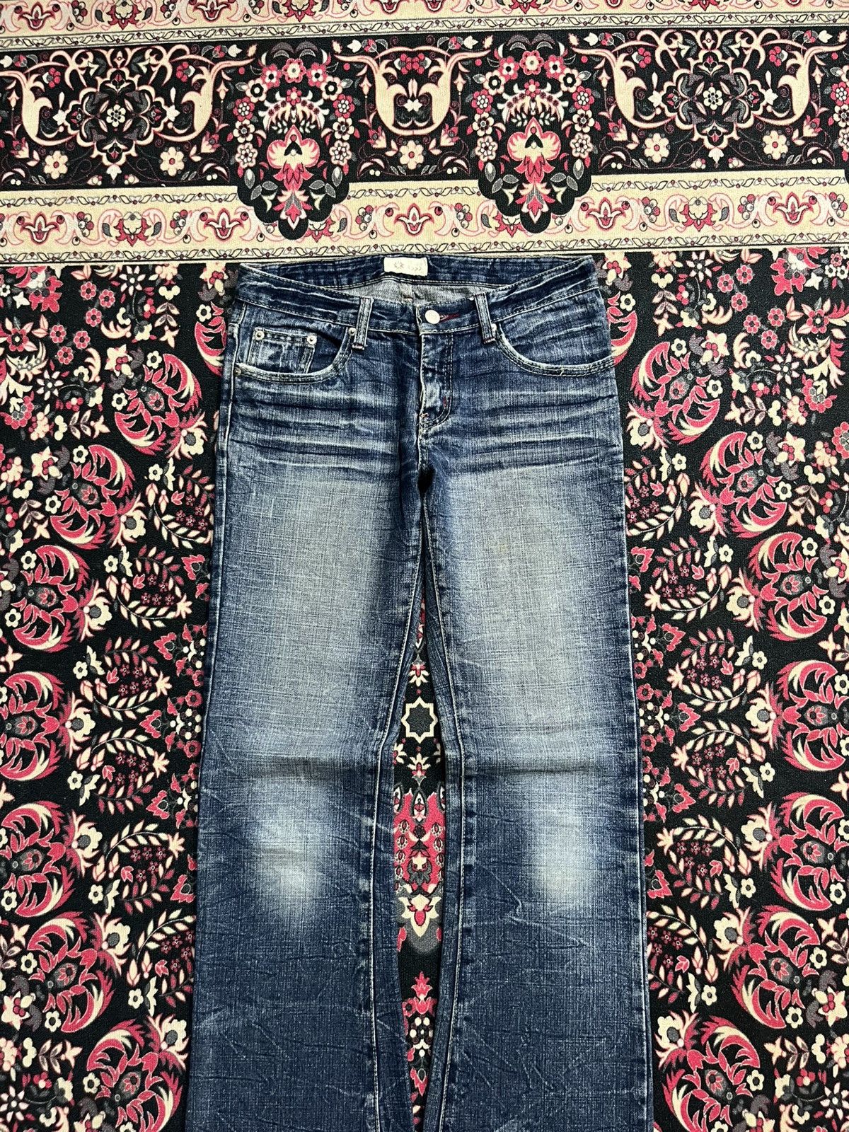 Vintage Vintage Japanese Brand Blue Whisker Washed Flare Jeans Size 30" / US 8 / IT 44 - 3 Thumbnail