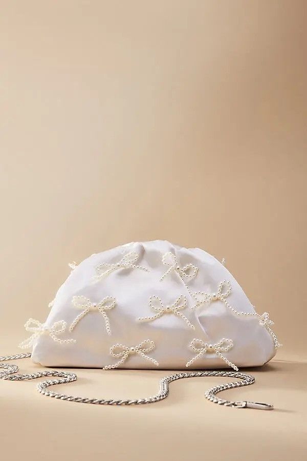 Other Sincerely Jules White Clutch With Pearl Bow Embelishments Size ONE SIZE - 1 Thumbnail