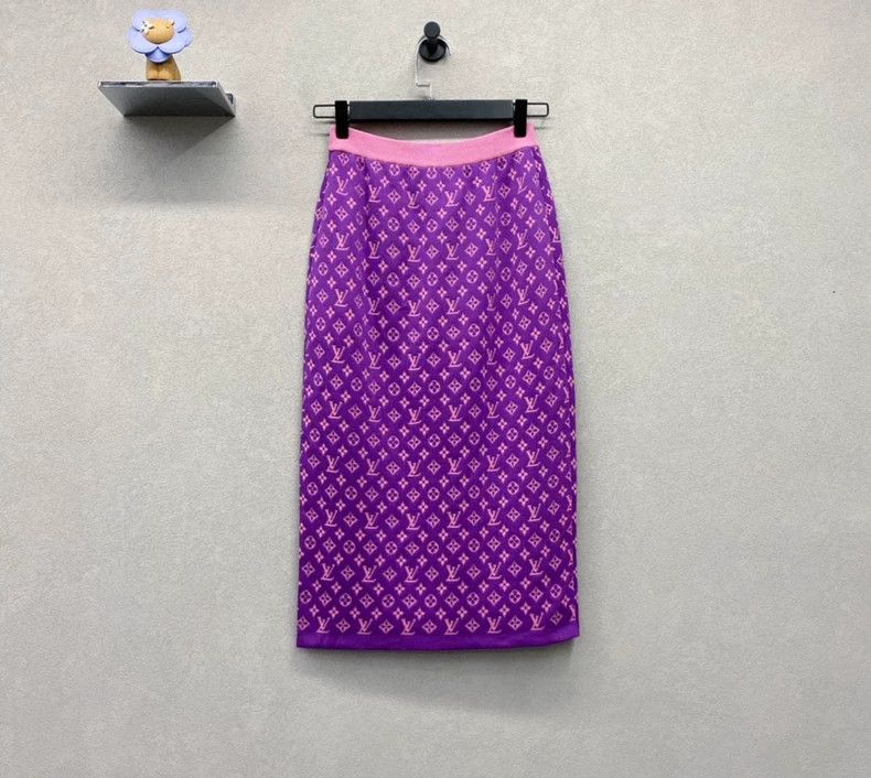 Louis Vuitton Louis Vuitton size s Purple Jacquard Straight Skirt 2503-N Size 25" / US 0 / IT 36 - 2 Thumbnail