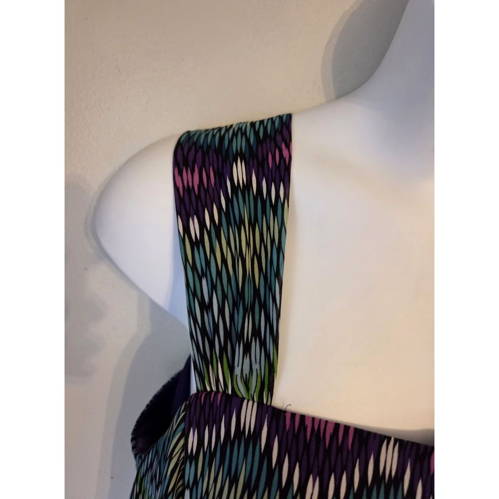 Vintage Catherines Dress Purple Green Blue Black Geometric Abstract Boho 22 2X Women Size 3XL / US 20-22 - 3 Thumbnail