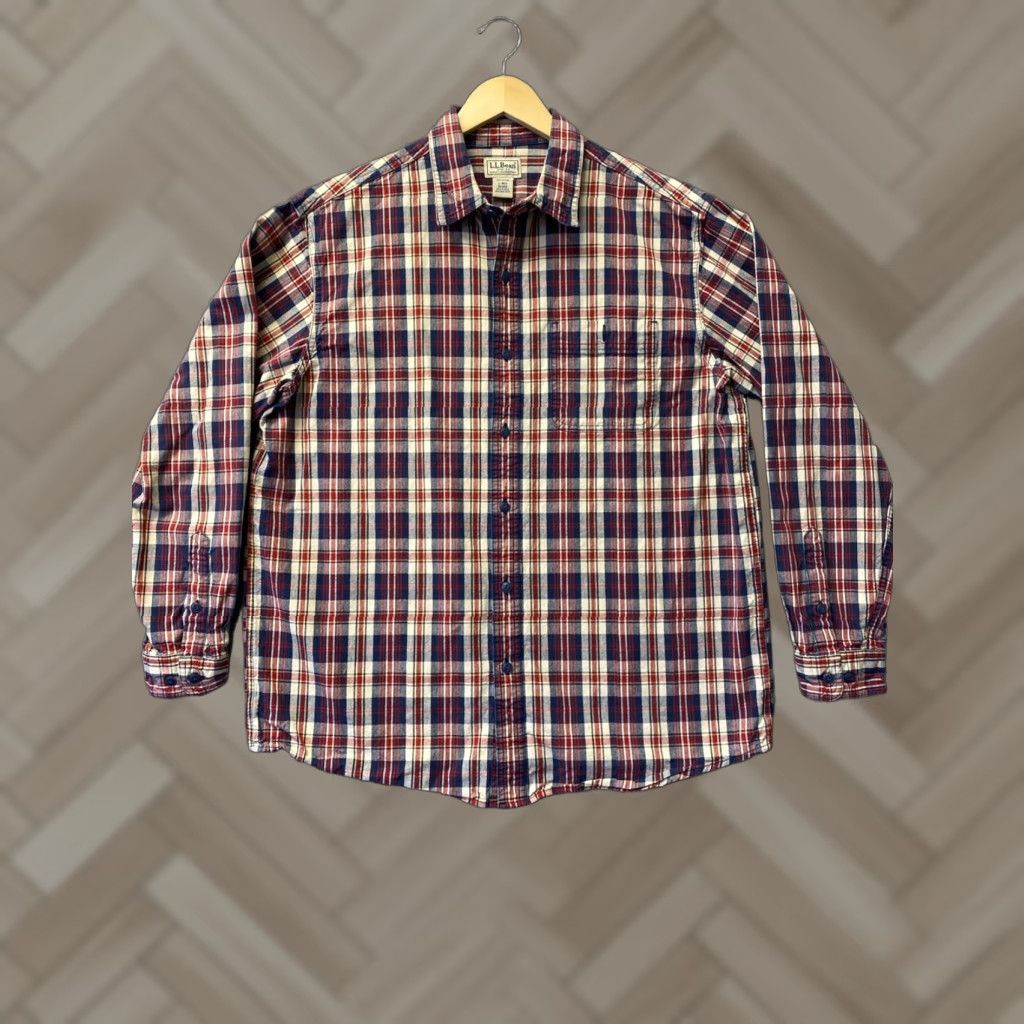Vintage LL Bean Shirt Mens L Regular Red Plaid Cotton Button Well Made 162-12 Size US L / EU 52-54 / 3 - 1 Thumbnail