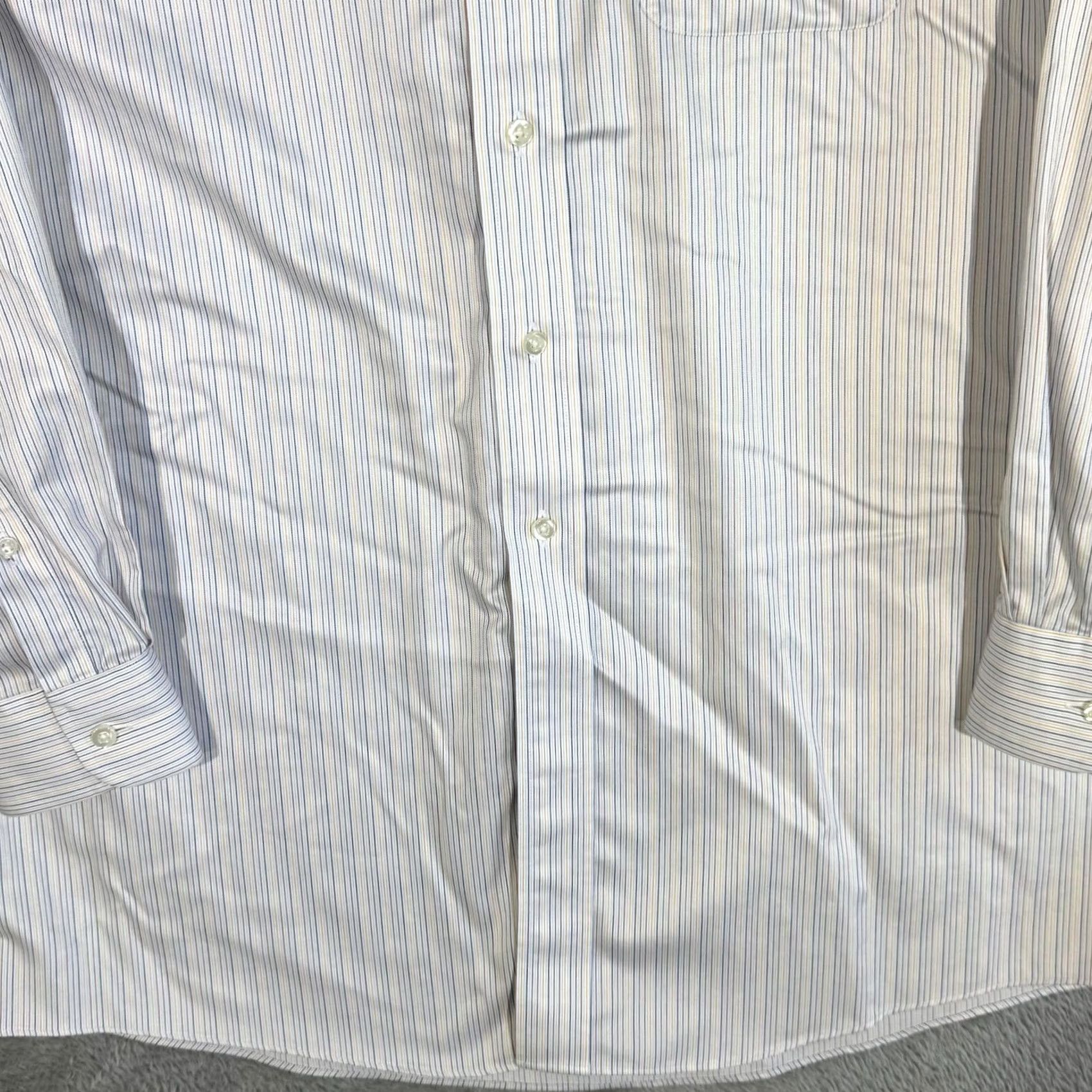 Roundtree & Yorke Gold Label Dress Shirt Mens 16/34 White Blue Striped 100% Cotton Formal Shirt Size 42R - 6 Thumbnail