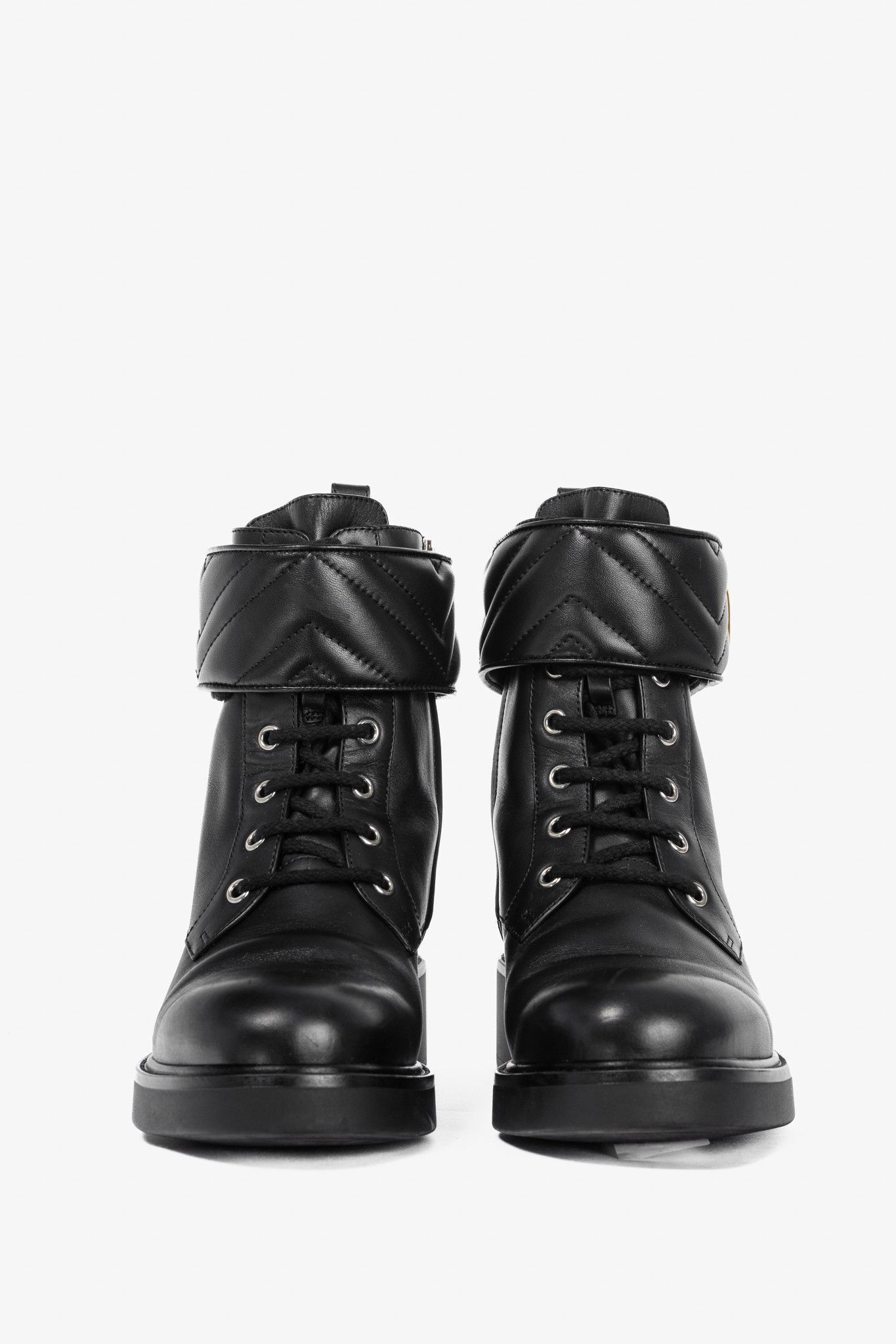 Gucci Gucci Black Leather Double G Combat Ankle Boots Size US 9 / IT 39 - 2 Thumbnail